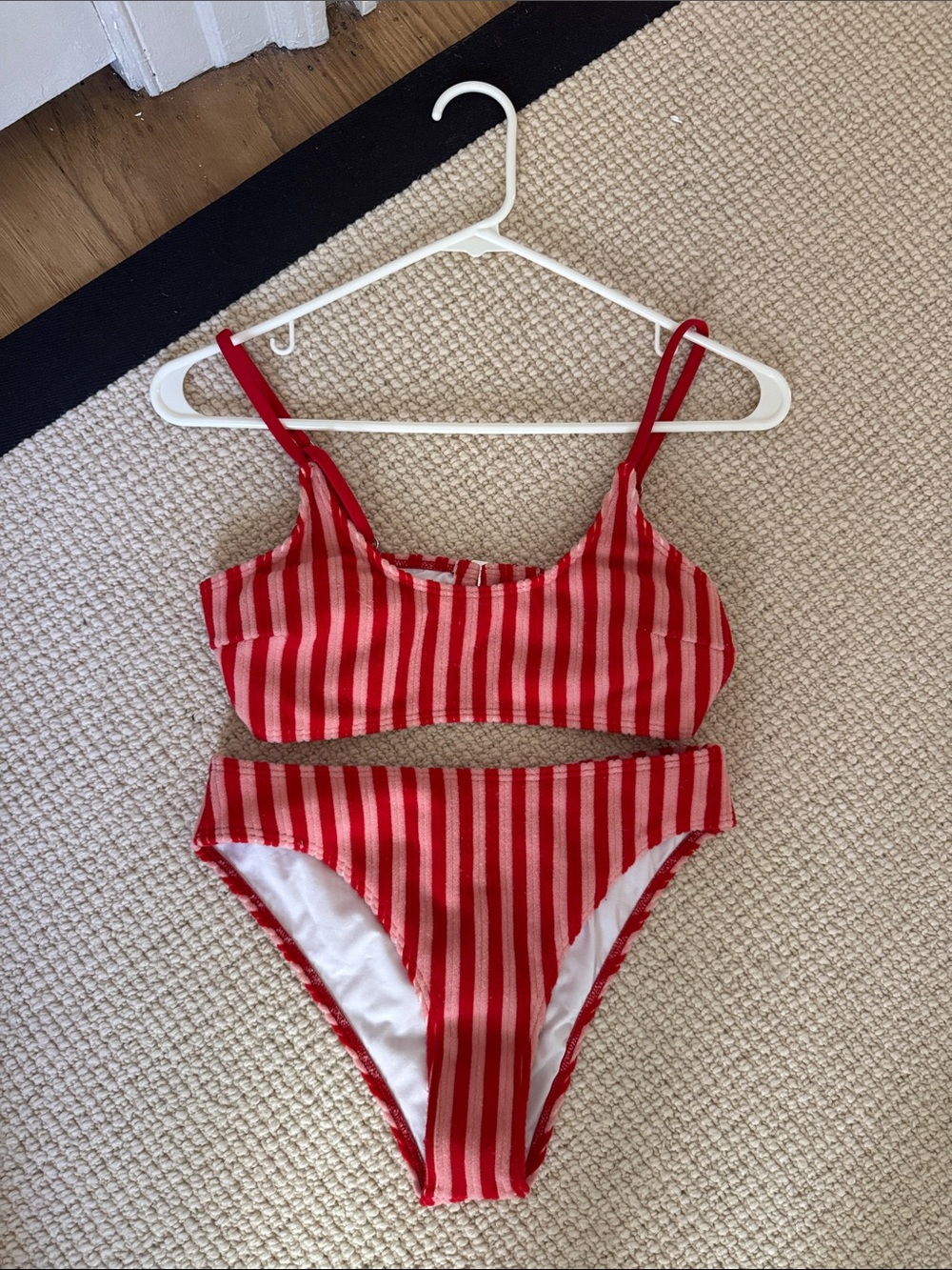 Cider Red and White Striped Bikini Set
